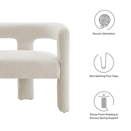 Kayla Boucle Upholstered Loveseat in Ivory