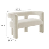 Cael Boucle Upholstered Loveseat in Ivory
