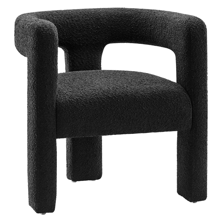 Cael Boucle Upholstered Armchair in Black