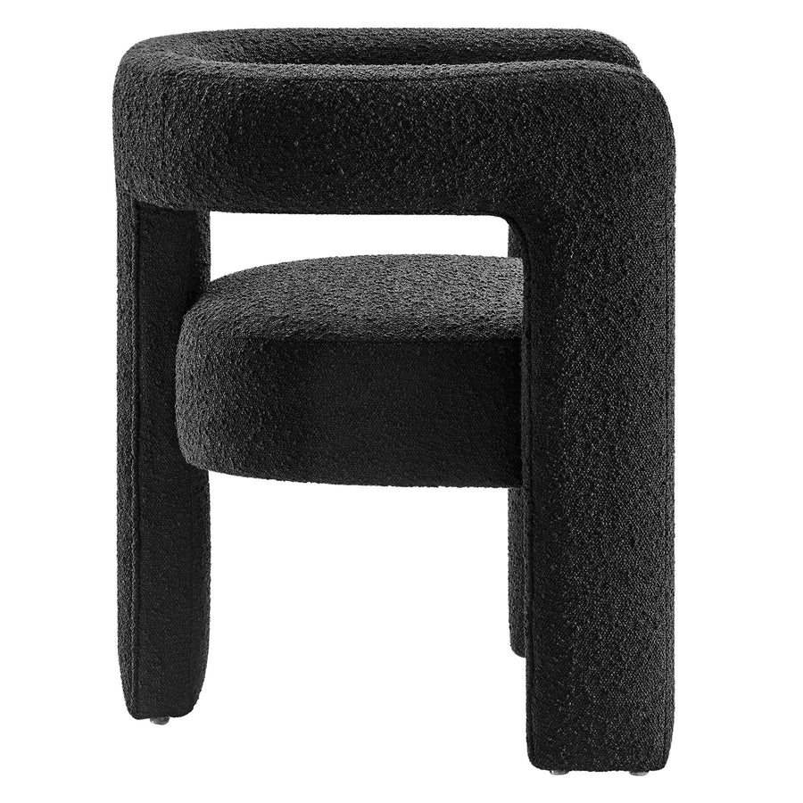 Cael Boucle Upholstered Armchair in Black