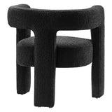 Cael Boucle Upholstered Armchair in Black