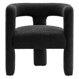 Cael Boucle Upholstered Armchair in Black