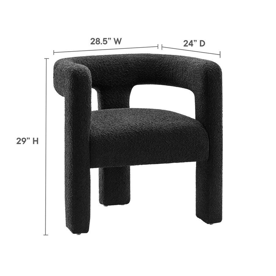 Cael Boucle Upholstered Armchair in Black