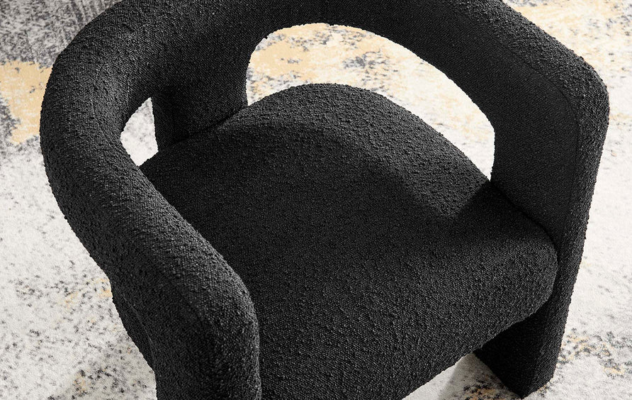 Cael Boucle Upholstered Armchair in Black