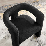 Cael Boucle Upholstered Armchair in Black
