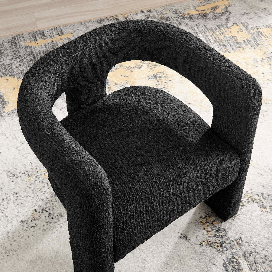 Cael Boucle Upholstered Armchair in Black