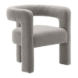 Cael Boucle Upholstered Armchair in Light Gray