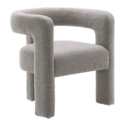 Kayla Boucle Upholstered Armchair in Light Gray