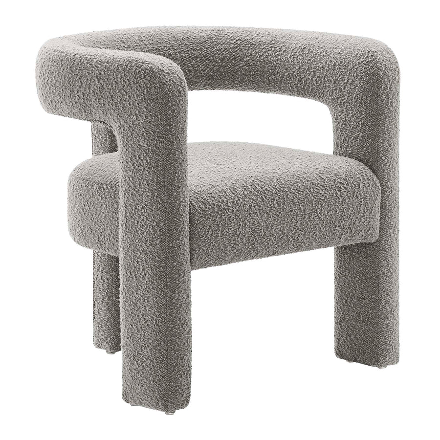 Cael Boucle Upholstered Armchair in Light Gray