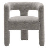 Cael Boucle Upholstered Armchair in Light Gray