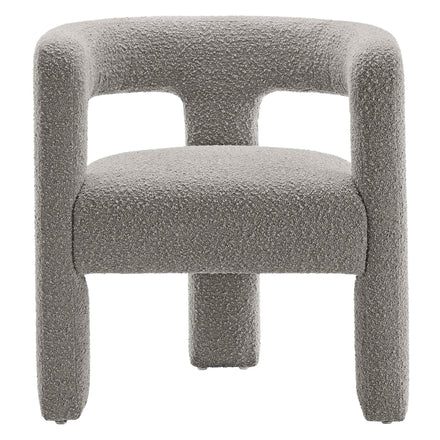 Kayla Boucle Upholstered Armchair in Light Gray