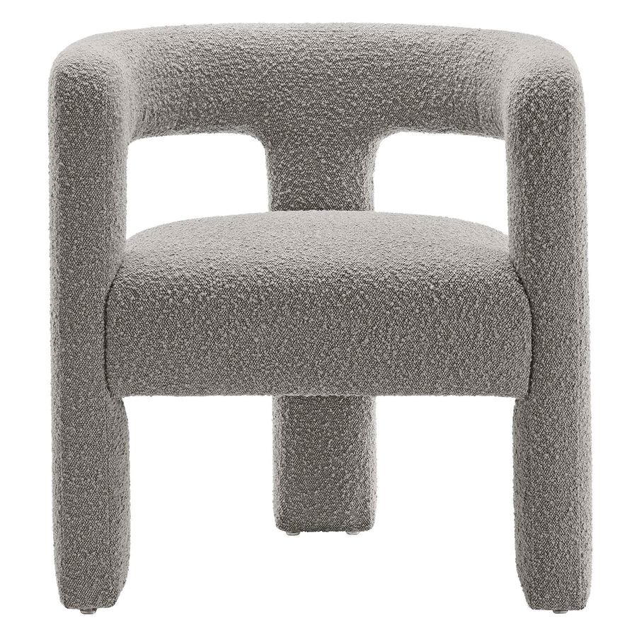 Cael Boucle Upholstered Armchair in Light Gray
