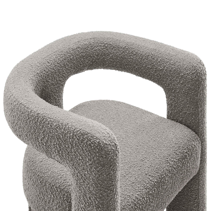 Cael Boucle Upholstered Armchair in Light Gray