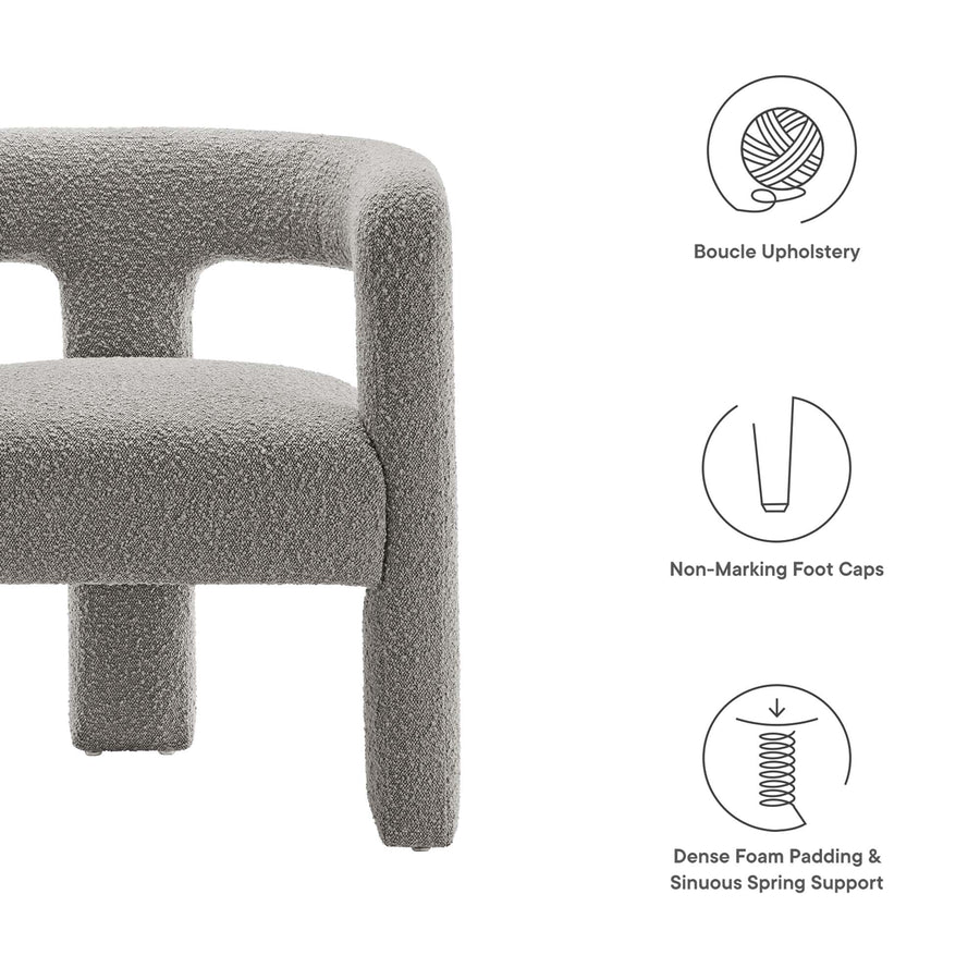 Cael Boucle Upholstered Armchair in Light Gray