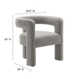 Cael Boucle Upholstered Armchair in Light Gray