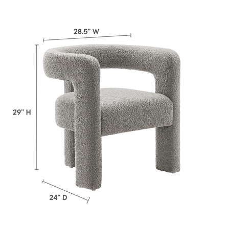 Kayla Boucle Upholstered Armchair in Light Gray