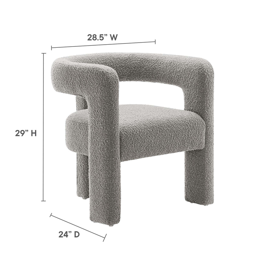 Cael Boucle Upholstered Armchair in Light Gray
