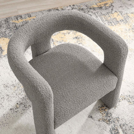 Kayla Boucle Upholstered Armchair in Light Gray