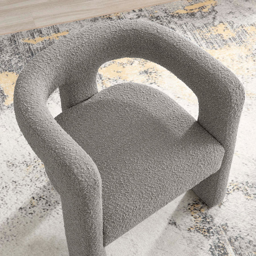 Cael Boucle Upholstered Armchair in Light Gray