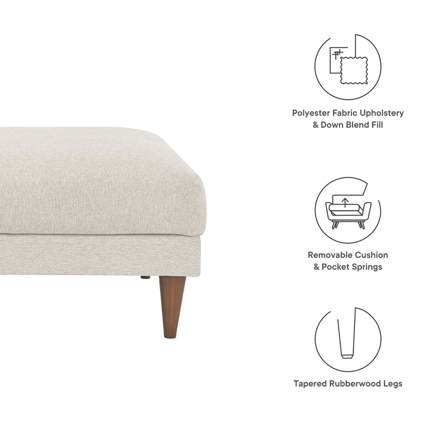 Manor Down Filled Overstuffed Ottoman in Ivory Fabric