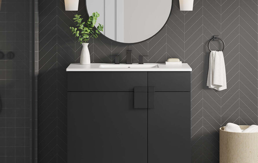Summit 36" Bathroom Vanity in White Black