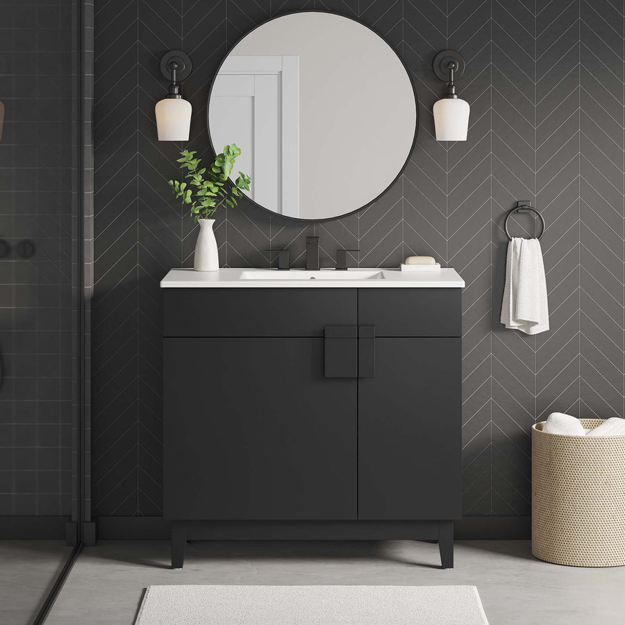 Summit 36" Bathroom Vanity in White Black