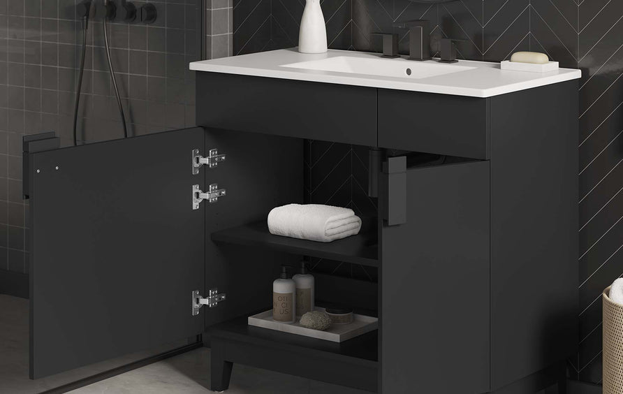 Summit 36" Bathroom Vanity in White Black