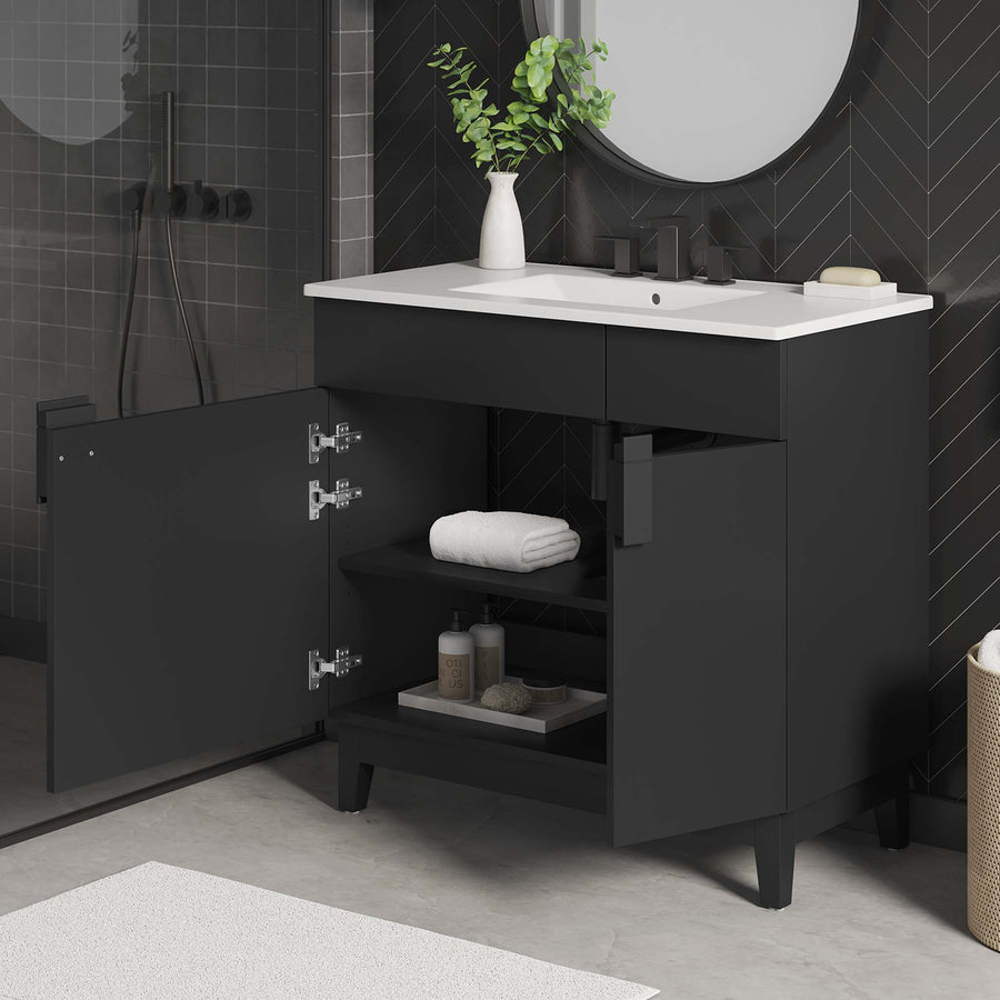 Summit 36" Bathroom Vanity in White Black