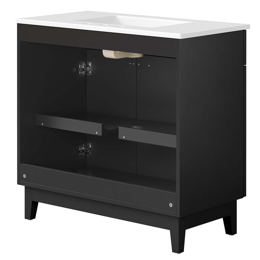 Summit 36" Bathroom Vanity in White Black