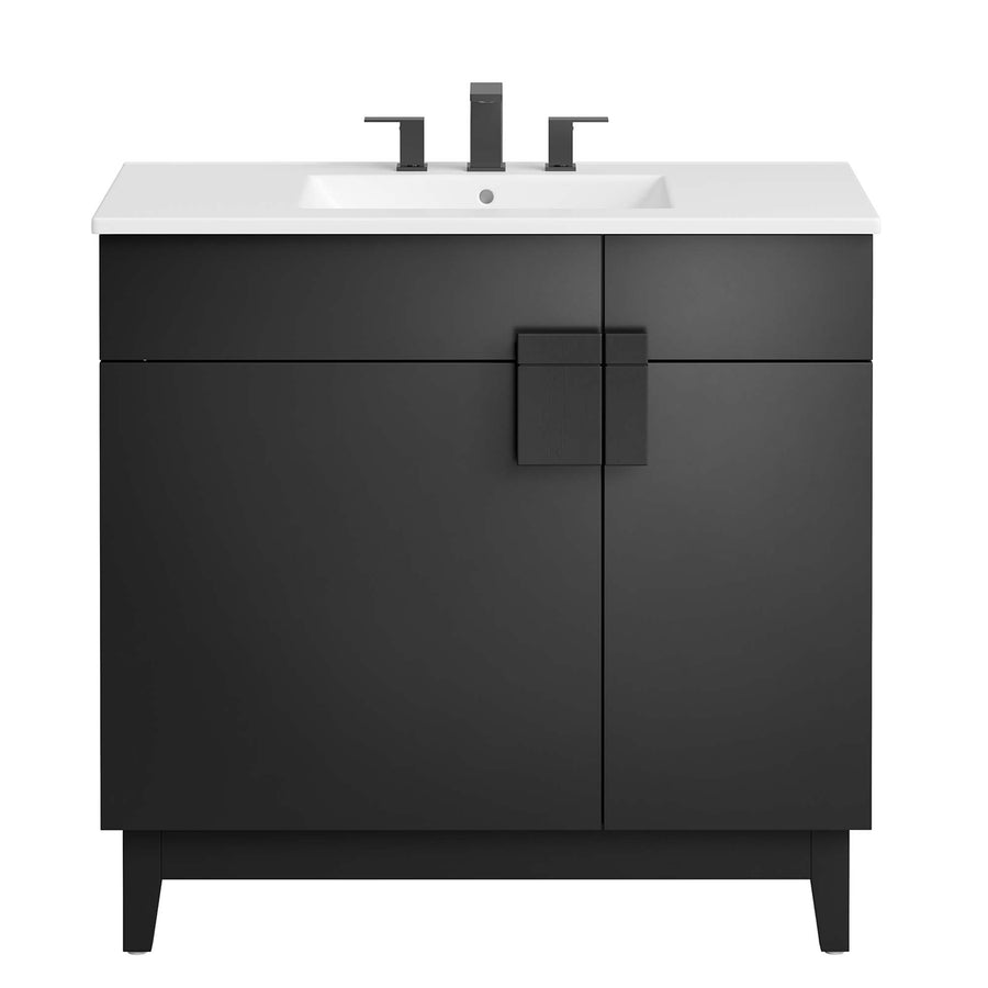 Summit 36" Bathroom Vanity in White Black