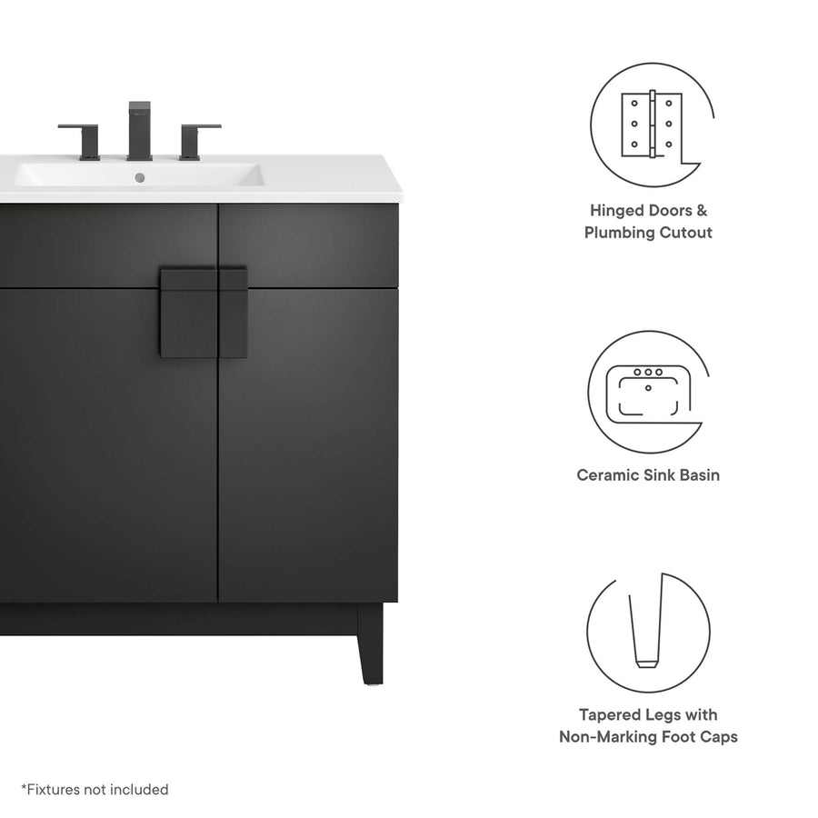 Summit 36" Bathroom Vanity in White Black