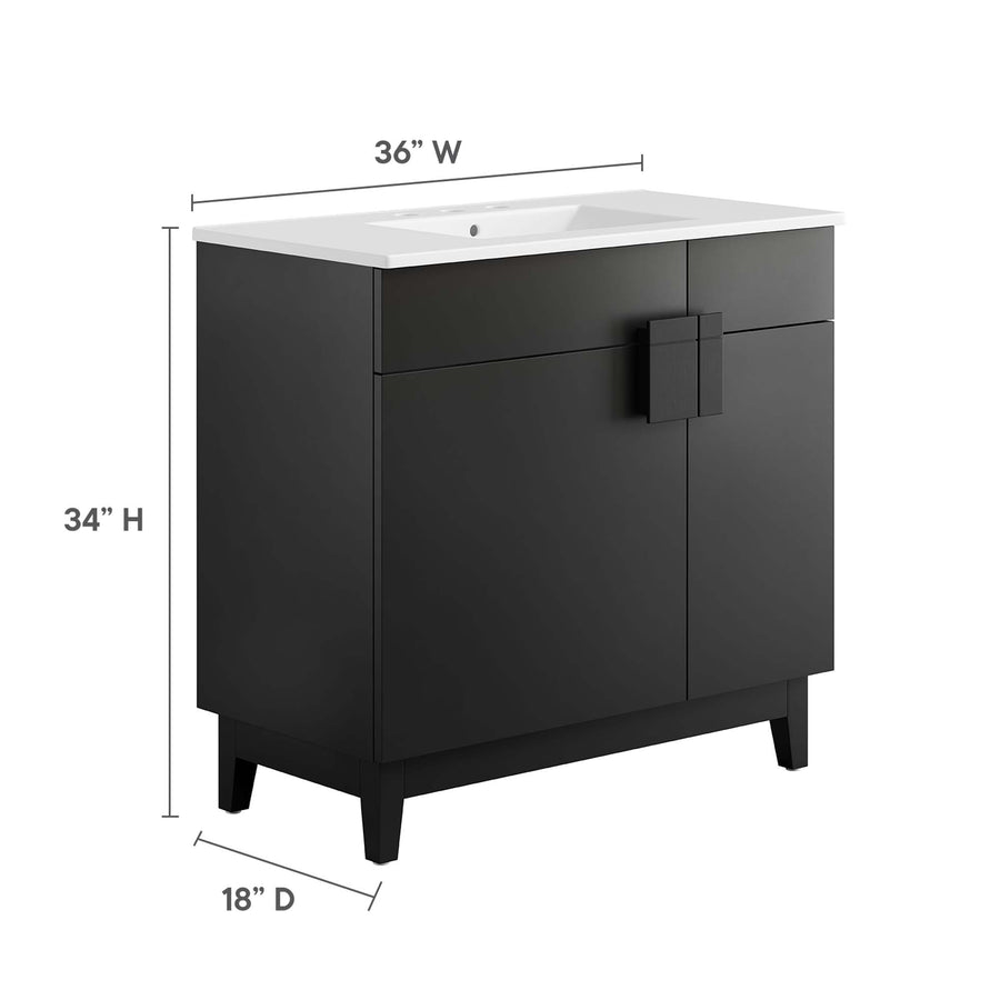 Summit 36" Bathroom Vanity in White Black