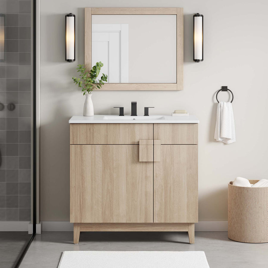 Summit 36" Bathroom Vanity in White Oak