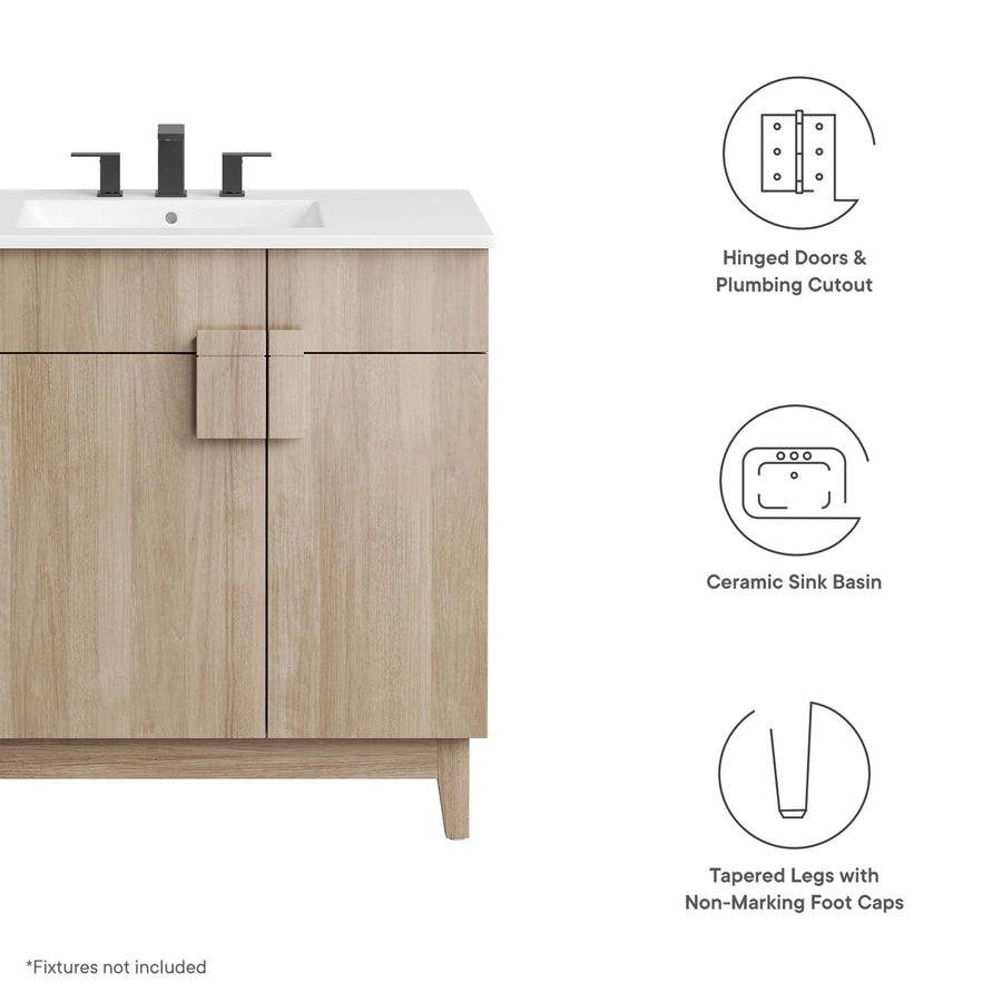 Summit 36" Bathroom Vanity in White Oak