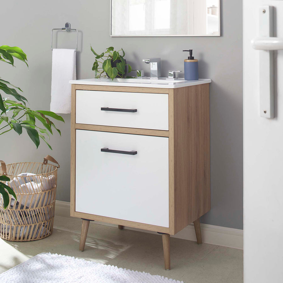 Crest 24" Bathroom Vanity in White Oak
