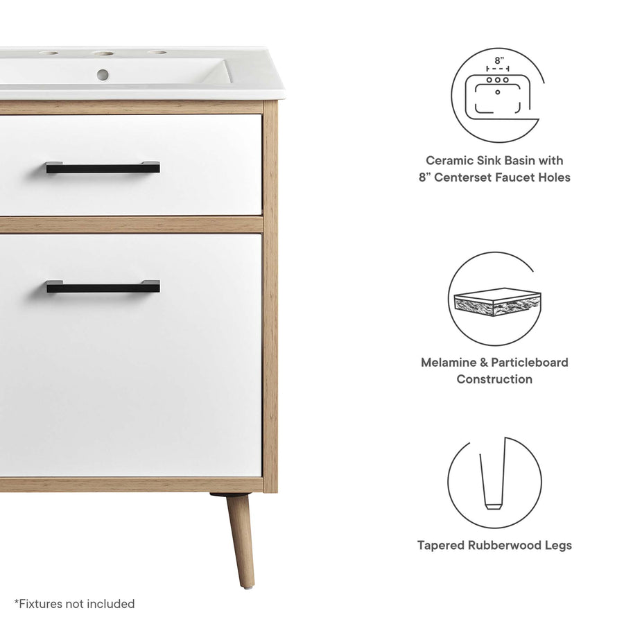 Crest 24" Bathroom Vanity in White Oak