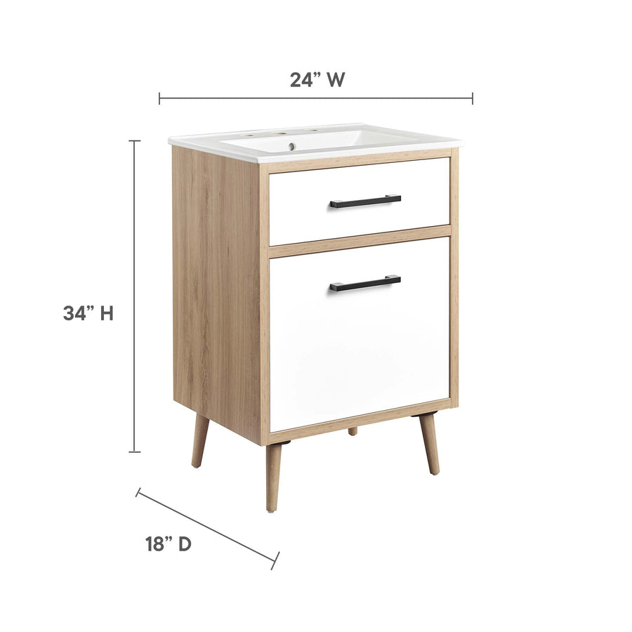 Crest 24" Bathroom Vanity in White Oak