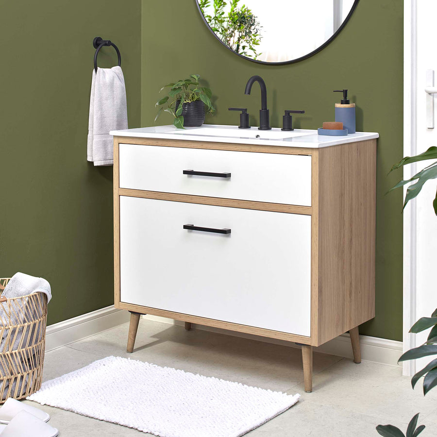 Crest 36" Bathroom Vanity in White Oak