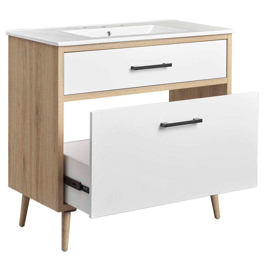 Crest 36" Bathroom Vanity in White Oak
