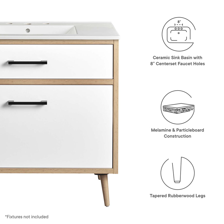 Crest 36" Bathroom Vanity in White Oak