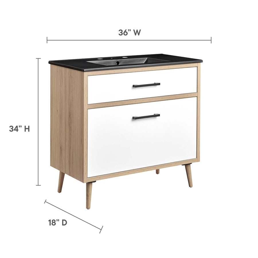 Crest 36" Bathroom Vanity in Black Oak