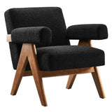 Sable Boucle Fabric Armchair in Black