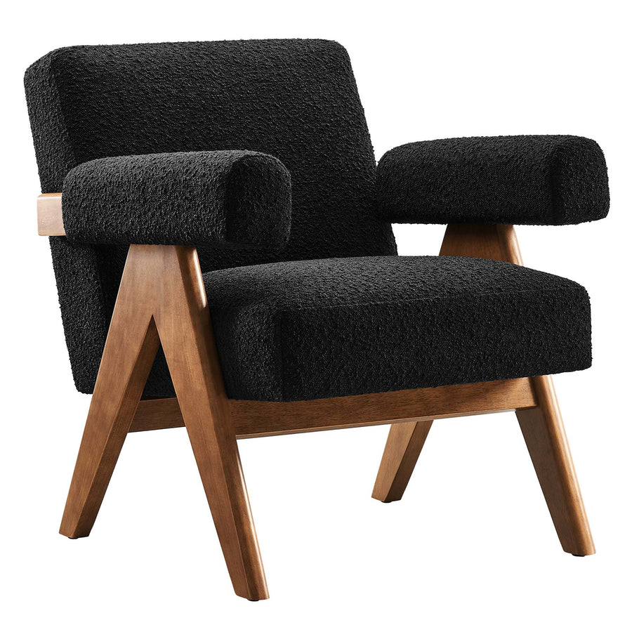 Sable Boucle Fabric Armchair in Black
