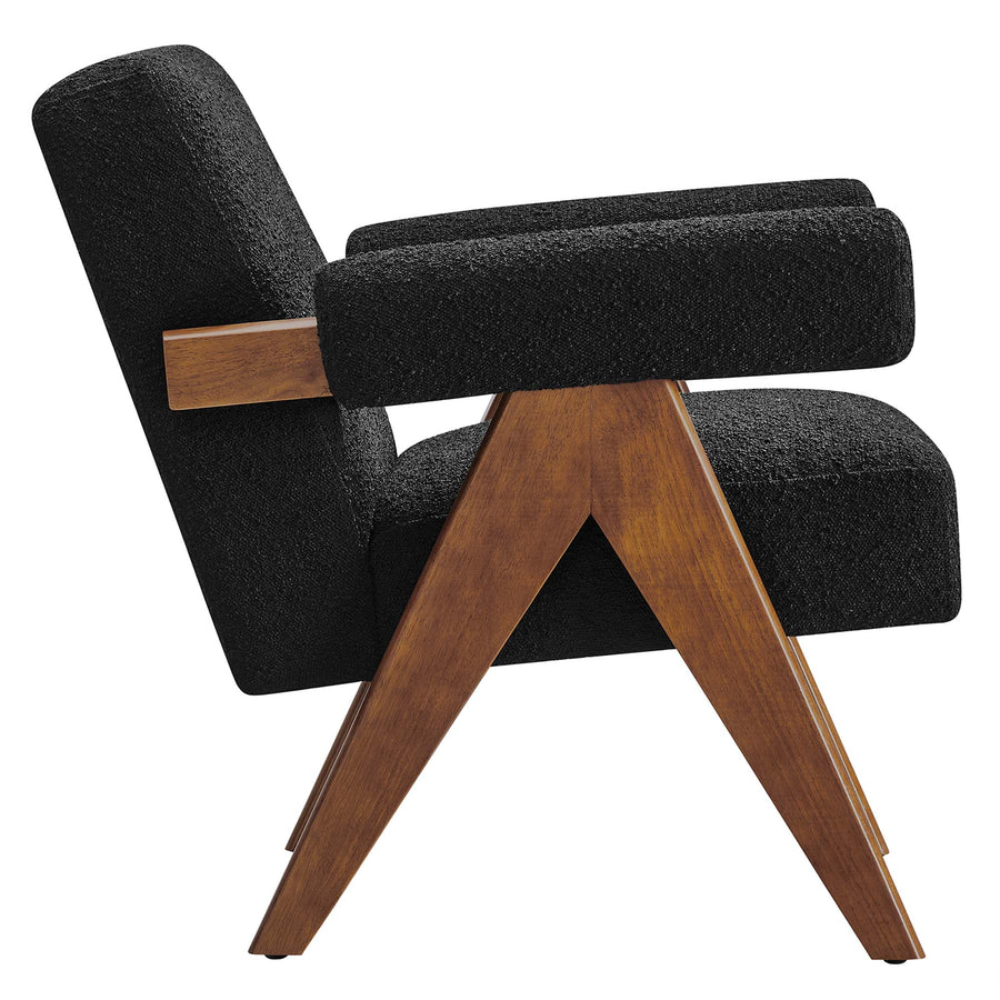 Sable Boucle Fabric Armchair in Black