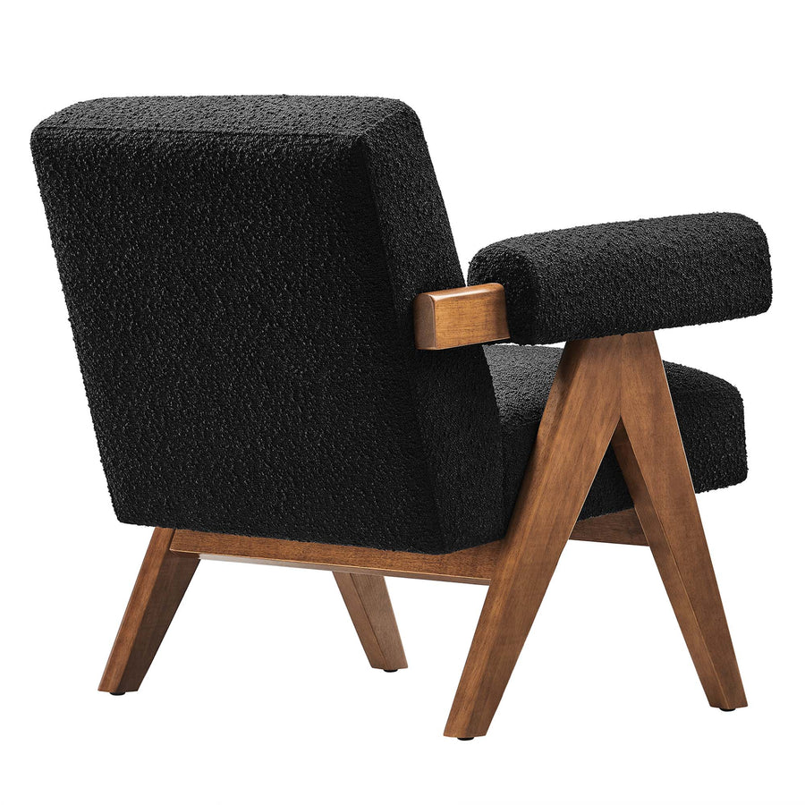 Sable Boucle Fabric Armchair in Black