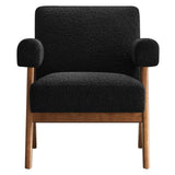 Sable Boucle Fabric Armchair in Black