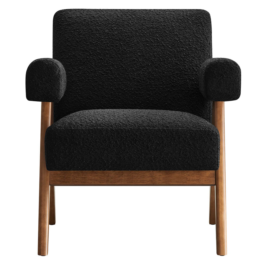 Sable Boucle Fabric Armchair in Black