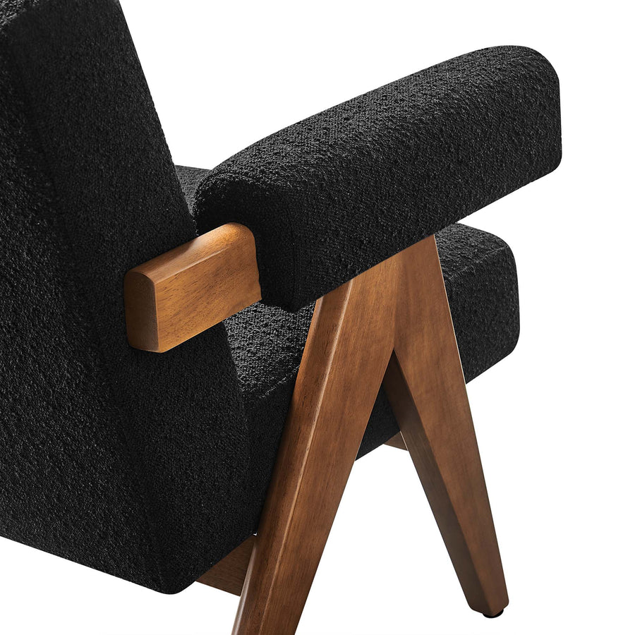 Sable Boucle Fabric Armchair in Black