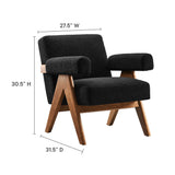 Sable Boucle Fabric Armchair in Black