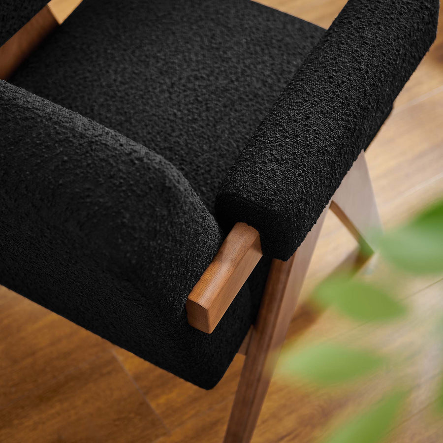 Sable Boucle Fabric Armchair in Black